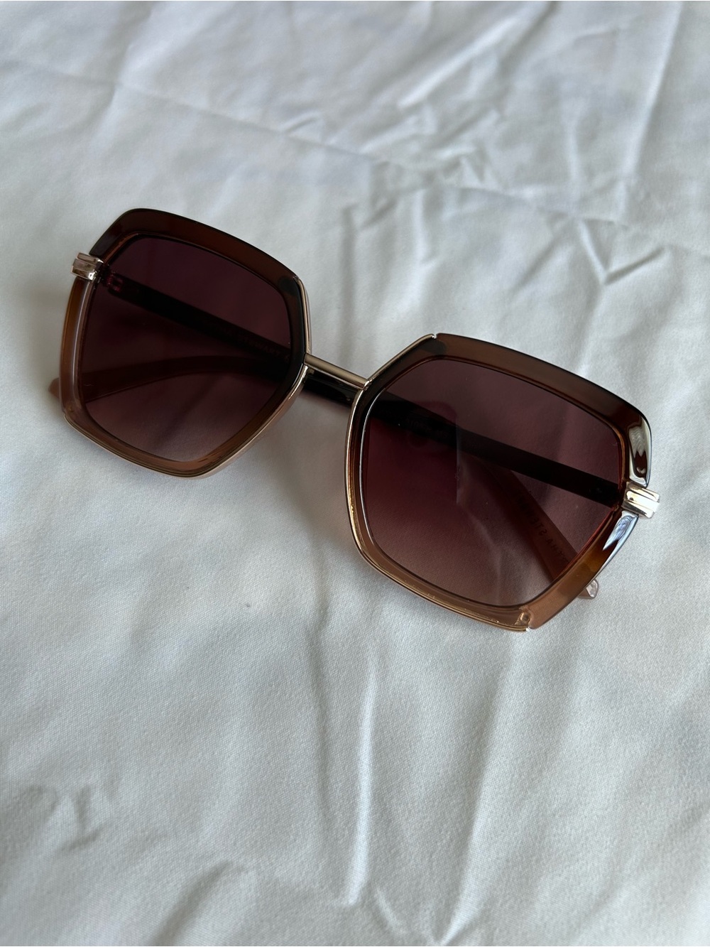 Oversized Square Hexagon Gradient Sunglasses - Women